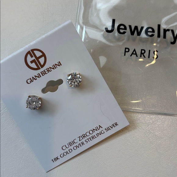 NWT Giani Bernini 18k Gold Over Sterling Silver Zirconia Large Stud Earrings - Picture 1 of 4